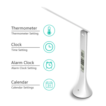 Slim Dimmable LED Desk Lamp with Built in Clock - Image 2