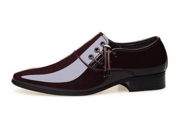Men British trendy pointed gentlemen glitter Leather flats Shoes
