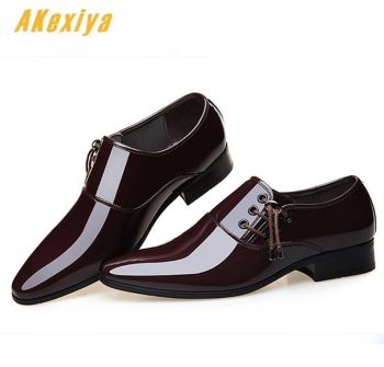 Men British trendy pointed gentlemen glitter Leather flats Shoes - Image 2