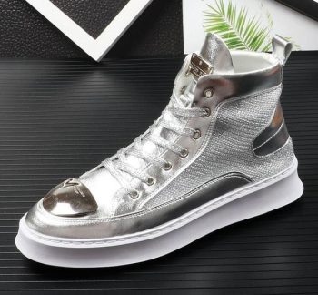 New Men designer Gold silver charming high tops platform Casual Flats Shoes