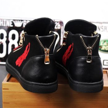 New Men designer trendsetter Embroidered flowers high tops Casual Flats Shoes - Image 7
