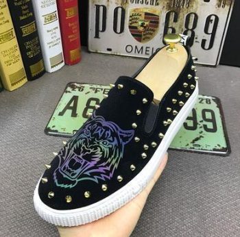 New Men designer tudded Rivet Spike skull slip on platform Casual Flats Shoes