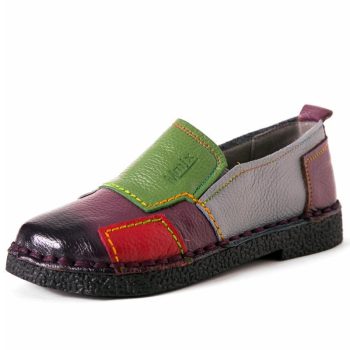 Women Shoes Women Loafers Patches stitching Flat Shoes - Image 3