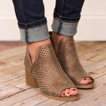 Women High Heels Hollow Fish Mouth Wedge Sandals