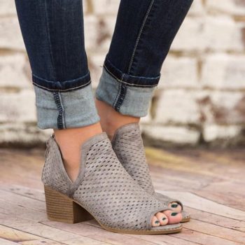 Women High Heels Hollow Fish Mouth Wedge Sandals - Image 7