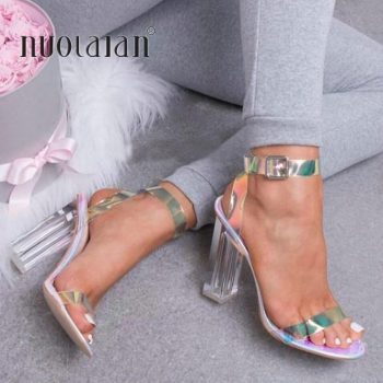 Women Sandals Shoes Celebrity Wearing Simple Style PVC Clear Transparent Sandals - Image 2