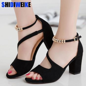 sexy fish mouth hollow Roman sandals - Image 2