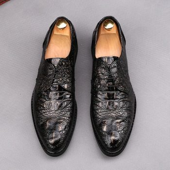 Men British Designer crocodile grain pointed Shoes - Image 5
