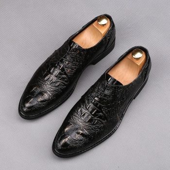 Men British Designer crocodile grain pointed Shoes - Image 6