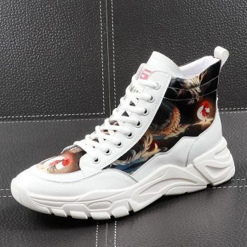 Men Fashion printing high tops Causal Loafers flat platform shoes - Image 9