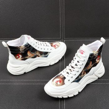Men Fashion printing high tops Causal Loafers flat platform shoes - Image 4