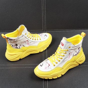 Men Fashion printing high tops Causal Loafers flat platform shoes - Image 6