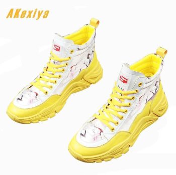 Men Fashion printing high tops Causal Loafers flat platform shoes - Image 2