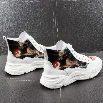 Men Fashion printing high tops Causal Loafers flat platform shoes - Image 7