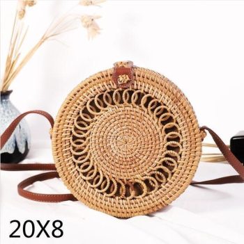 Bali Island Hand Woven Bag Round Bag buckle Rattan - Image 31
