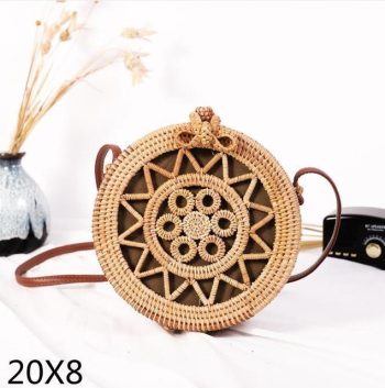 Bali Island Hand Woven Bag Round Bag buckle Rattan - Image 6