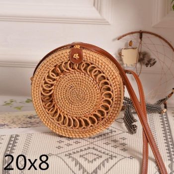 Bali Island Hand Woven Bag Round Bag buckle Rattan - Image 36