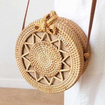 Bali Island Hand Woven Bag Round Bag buckle Rattan - Image 38