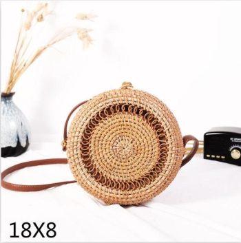 Bali Island Hand Woven Bag Round Bag buckle Rattan - Image 56