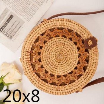 Bali Island Hand Woven Bag Round Bag buckle Rattan - Image 9