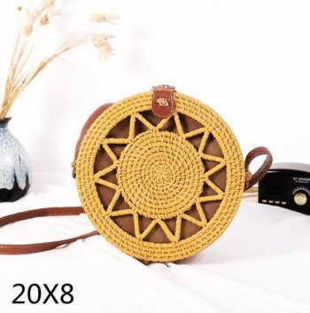 Bali Island Hand Woven Bag Round Bag buckle Rattan - Image 44