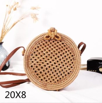 Bali Island Hand Woven Bag Round Bag buckle Rattan
