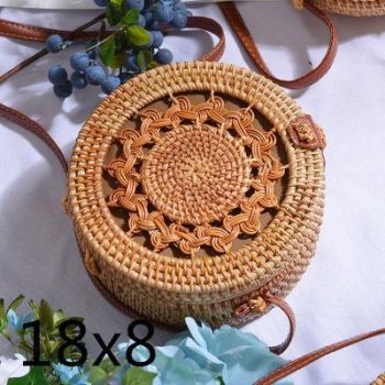 Bali Island Hand Woven Bag Round Bag buckle Rattan - Image 4