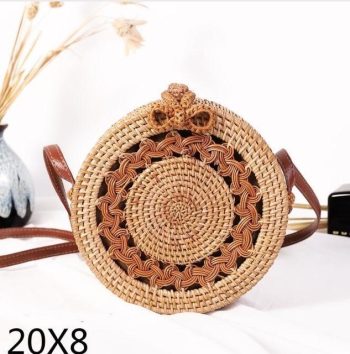 Bali Island Hand Woven Bag Round Bag buckle Rattan - Image 49