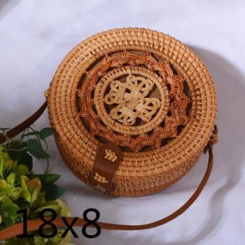 Bali Island Hand Woven Bag Round Bag buckle Rattan - Image 14
