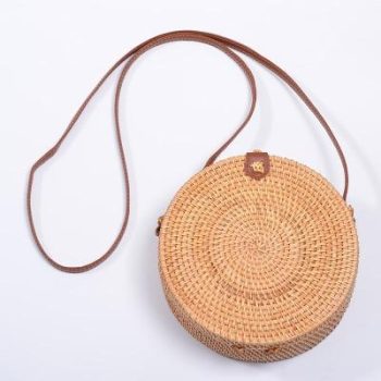 Bali Island Hand Woven Bag Round Bag buckle Rattan - Image 48