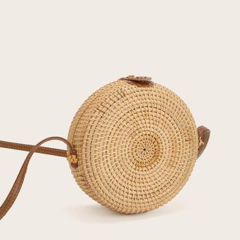 Bali Island Hand Woven Bag Round Bag buckle Rattan - Image 57