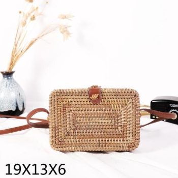Bali Island Hand Woven Bag Round Bag buckle Rattan - Image 42