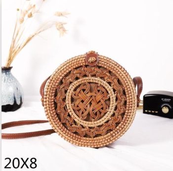 Bali Island Hand Woven Bag Round Bag buckle Rattan - Image 34