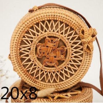 Bali Island Hand Woven Bag Round Bag buckle Rattan - Image 7