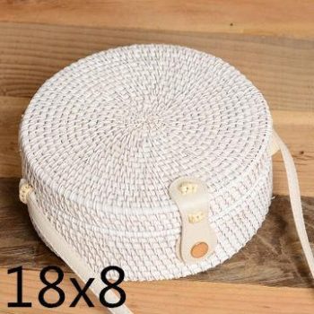 Bali Island Hand Woven Bag Round Bag buckle Rattan - Image 12