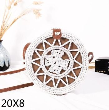 Bali Island Hand Woven Bag Round Bag buckle Rattan - Image 8
