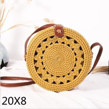 Bali Island Hand Woven Bag Round Bag buckle Rattan - Image 26