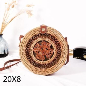 Bali Island Hand Woven Bag Round Bag buckle Rattan - Image 41