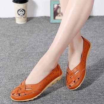 Women Genuine Leather Shoes Woman Ballet Flats Casual Sandals Women Loafers - Image 7