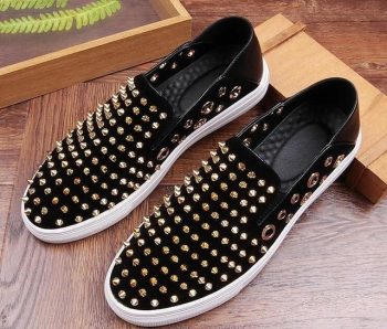 British Men's Trendsetter Gold Silver rivet punk Rock Trendy Casual Shoes
