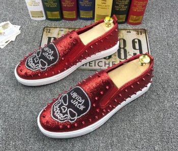 British New Men designer streets fashion rivet Rhinestone skull Casual Flats Shoes Man punk rock leisure ccasins Loafers shoe - Image 2