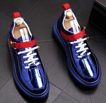 British New Men stylist High Quality streets Casual Flats high tops Designer Buckle Shoes - Image 4