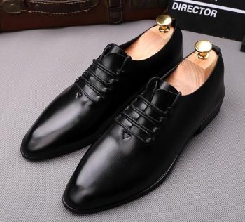 British Newest Trendy Designer gentleman man balck Oxfords lace-up flats Shoes