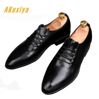 British Newest Trendy Designer gentleman man balck Oxfords lace-up flats Shoes - Image 2