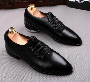 British Newest Trendy Designer gentleman man balck Oxfords lace-up flats Shoes - Image 5