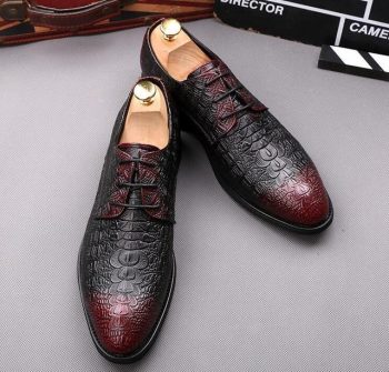 British Trendy Designer gentleman crocodile print man Oxfords lace-up flats Shoes