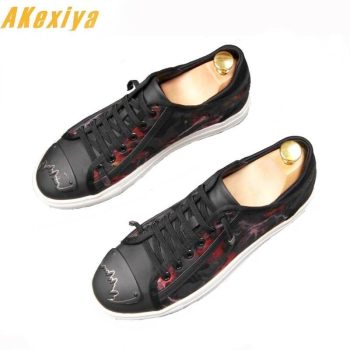 British designer Men Trendy printing pattern Sheet metal platform Casual flats Shoe - Image 2