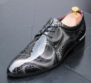British designer pointed print lace-up oxfords shoes - Image 9