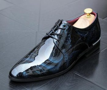 British designer pointed print lace-up oxfords shoes - Image 8
