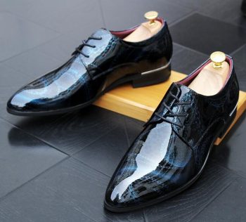 British designer pointed print lace-up oxfords shoes - Image 3